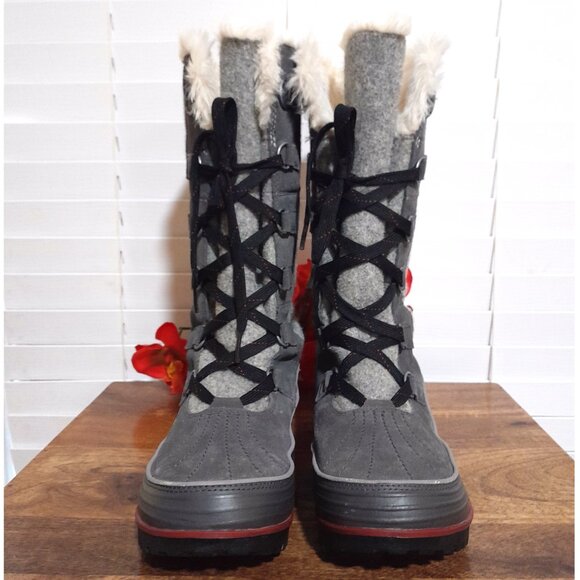 Sorel Tall Gray Faux Fur Lined Lace Up Snow Boots Women's 12 EU43 - Picture 6 of 11